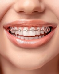 Obraz premium Before and After: Teeth Alignment with Orthodontic Braces. Achieving a Confident Smile through