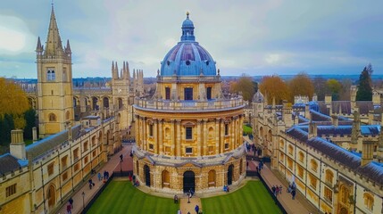 Ancient Architecture of Bodleian Library, University. A Building on Campus