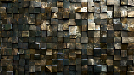 A photograph showing a detailed geometric arrangement with small, precise squares and lines in a complex, tessellated pattern