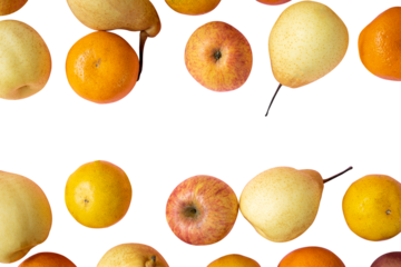 creative layout of fresh fruits isolated on white