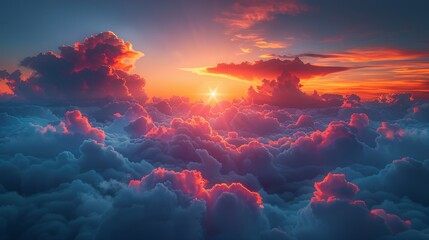 The soft blanket of clouds and the warm tones of the descending sun create an atmospheric image capturing a sunset's relaxed beauty.