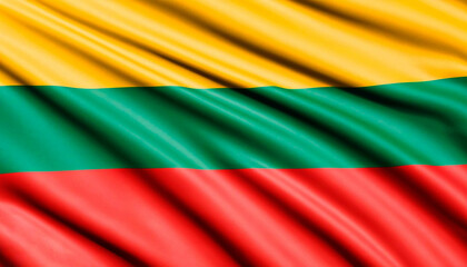 Fototapeta premium Flag of Lithuania with folds