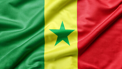 flag of senegal folded with visible satin texture