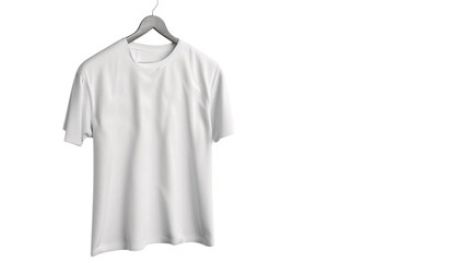 Plain White T-shirt on a Hanger on transparent background
