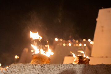 The village of Pyrgos is illuminated by thousands of little lanterns as part of the local Good Friday customs and the Epitaph procession.