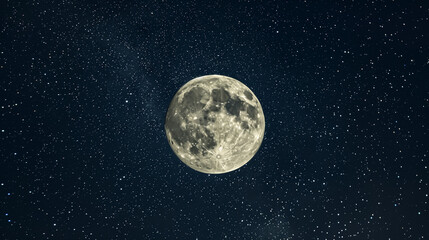 Obraz premium Moon detailed close-up against a star-filled sky