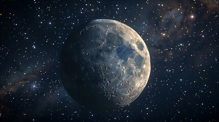 Fototapeta premium Moon detailed close-up against a star-filled sky