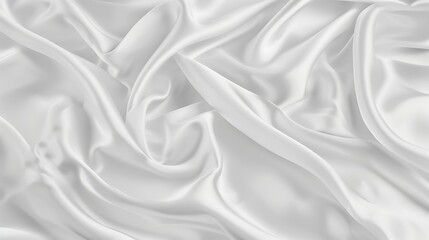 Elegant white silk fabric texture with smooth waves and soft folds for a luxurious background concept. 