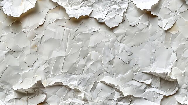 A full frame of crumpled paper texture showcasing various folds and creases in a monochromatic scheme 