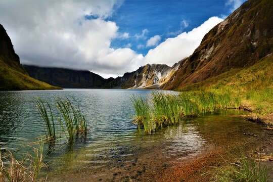 Crater lake of Mount Pinatubo (1486 m, most notorious for its VEI-6 eruption on June 15, 1991), an active stratovolcano in the Zambales Mountains (Central Luzon, Philippines)
