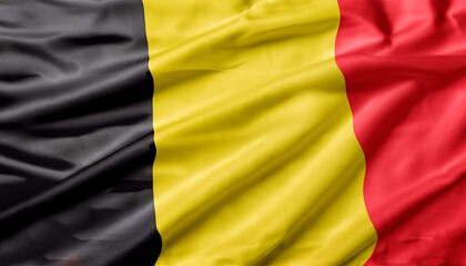 Fototapeta premium Belgium flag with juicy colors_with pleats with visible satin texture