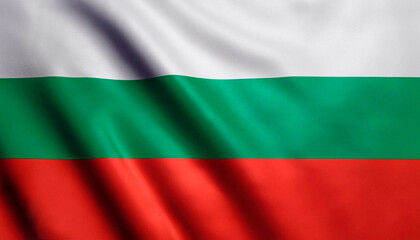 Bulgaria flag with juicy colors_with pleats with visible satin texture