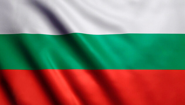 Bulgaria flag with juicy colors_with pleats with visible satin texture