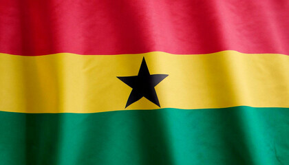 folded flag of Ghana with visible satin texture