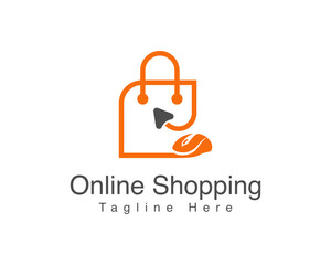 Online shop simple and minimalist vector logo concept. Online shopping store logo designs Template. Shopping cart and Shopping bag creative combination logo design.