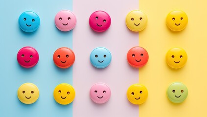 Fototapeta premium Emoticon Extravaganza: Background Filled with Amusing and Cheery Smiley Faces