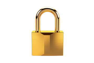 A golden lock with a keyhole, white background, transparent background