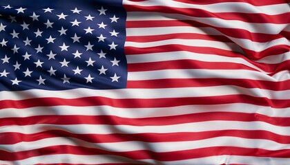 Fototapeta premium the flag of the United States of America with pleats with visible satin texture