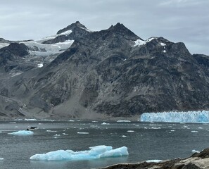 icebergs and glaciers on the arctic ocean in greenland