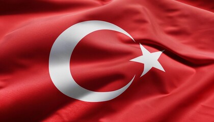 turkish flag with folds with visible satin texture