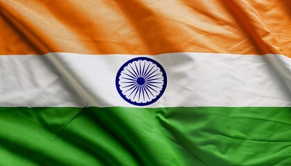 folded flag of India with visible satin texture