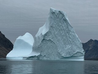 icebergs and glaciers on ocean in greenland