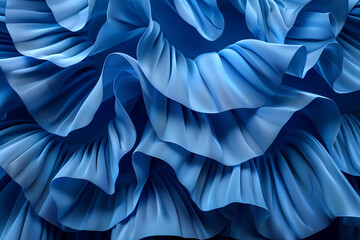 Close Up of Blue Fabric With Ruffles