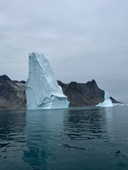 icebergs and glaciers on ocean in greenland