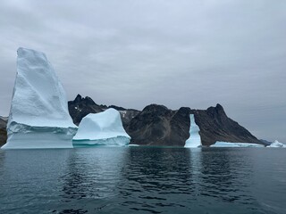 arctic icebergs on ocean in Greenland