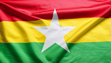 folded flag of Burma with visible satin texture