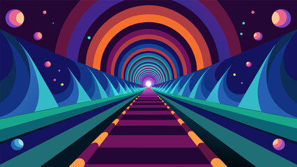 A neverending tunnel of swirling pulsating lights each one representing a different aspect of the psychedelic experience..