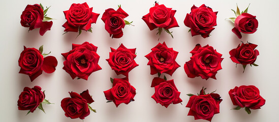  A vertical display of vibrant red roses, each blossom adding a touch of beauty against a pristine white backdrop, all captured in stunning 32k resolution..