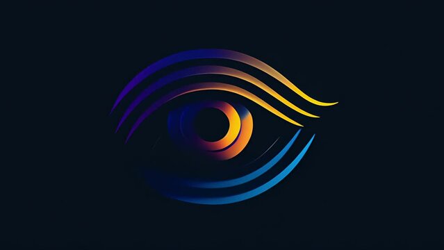 Animated logo for technology company of a colorful icon of an eye coming into view