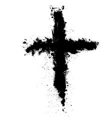 Hand drawn christian cross signs. Brush painted black icons. hand drawing. Not AI. Vector illustration