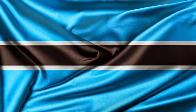 flag of botswana with juicy colors_with pleats with visible satin texture