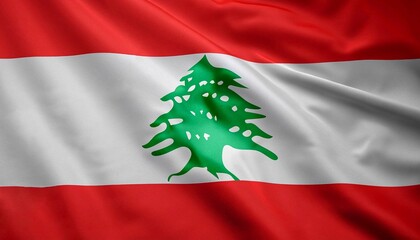 folded flag of Lebanon with visible satin texture