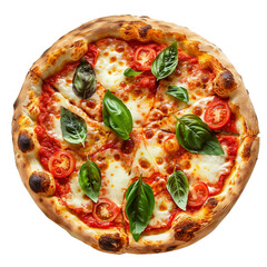 Pizza Margherita, transparent background, isolated image, generative AI