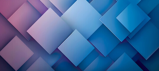 An image capturing a serene and orderly geometric design with overlapping squares and soft color transitions in a calming blue gradient