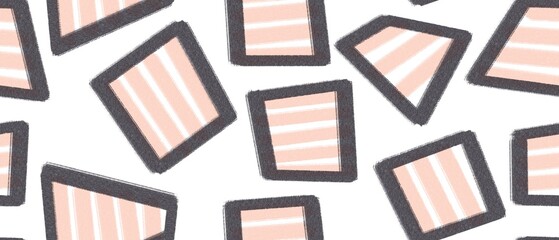 Seamless abstract geometric pattern. Simple background with black, pink, white texture. Lines, squares. Digital brush strokes. Design for textile fabrics, wrapping paper, background, wallpaper, cover