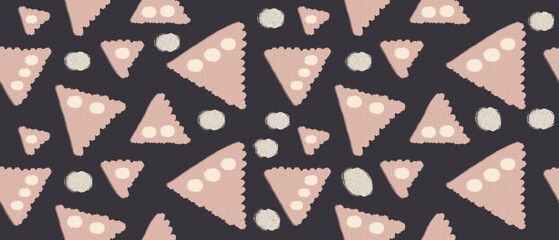 Seamless abstract textured pattern. Simple background brown, beige, white. Triangles, lines. Digital brush strokes. Design for textile fabrics, wrapping paper, background, wallpaper, cover.