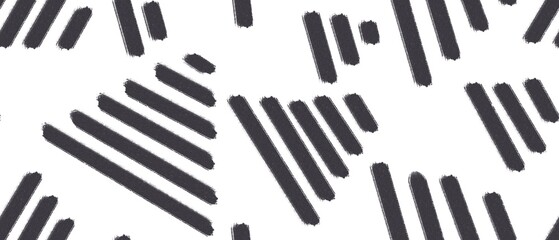 Fototapeta premium Seamless abstract textured pattern. Simple background black, white. Triangles, lines. Digital brush strokes. Design for textile fabrics, wrapping paper, background, wallpaper, cover.