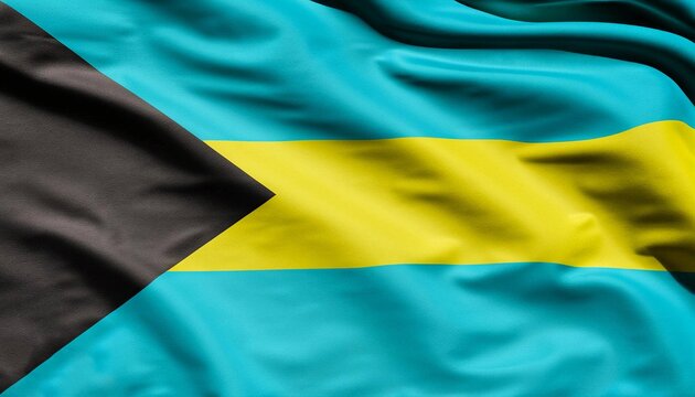 Bahamas flag with juicy colors_with pleats with visible satin texture - Powered by Adobe
