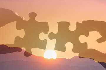 Connecting puzzle problem solving, brainstorming idea 