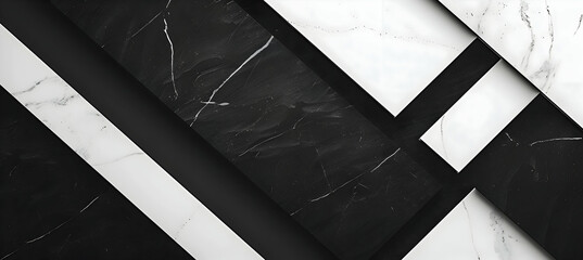 An image featuring a sleek, modern geometric design with overlapping rectangles and sharp angles in a stark black and white color scheme