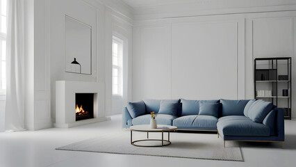 Naklejka na ściany i meble Modern Living Room Interior Design, ai generated