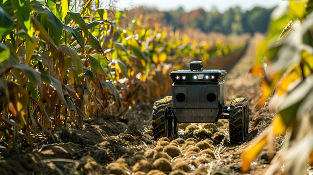 Agriculture robotic and autonomous car working in smart farm, Future technology, agro robot
