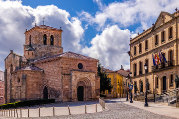 Church of San Juan de Rabanera and regional government (Diputacion Provincial) in the spanish city...
