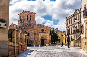 Church of San Juan de Rabanera and regional government (Diputacion Provincial) in the spanish city...