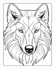 Naklejka premium Wolf Coloring Pages, Wolf illustration, wolf art, Black and white