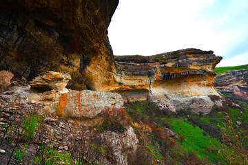 Deeply eroded sandstone cliff as the most notable feature of the Golden Gate Highlands National...